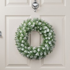 Image of Christow Christmas Wreath Frosted Green Artificial Door Decoration 45cm 60cm