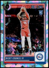 2023-24 Hoops Premium Stock #168 Ricky Council IV Ice Prizm Rookie E1