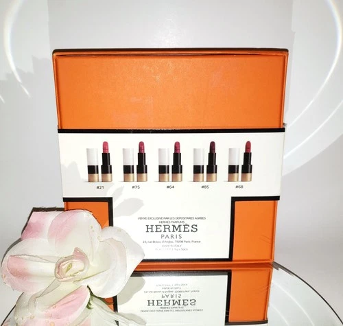 Hermes 5pc Luxury Mini Travel Lipstick Gift Set 21 75 64 85 68