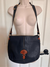 Marco Buggiani Women's Handbag Purse Navy Blue Leather Shoulder Messenger Bag It