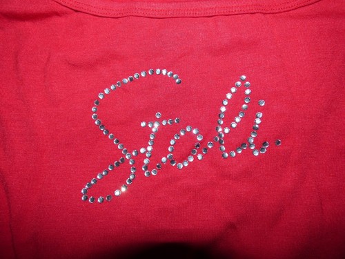 Stoli Licensed Womens Sexi Red Rhinestone Sparkling T-Shirt Tee Top Size S M New - Picture 3 of 5