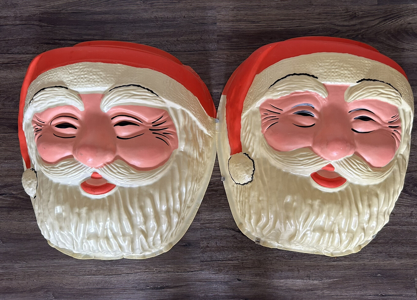 Vintage Large Santa Claus Blow Mold Face Christmas Lamp Post Light