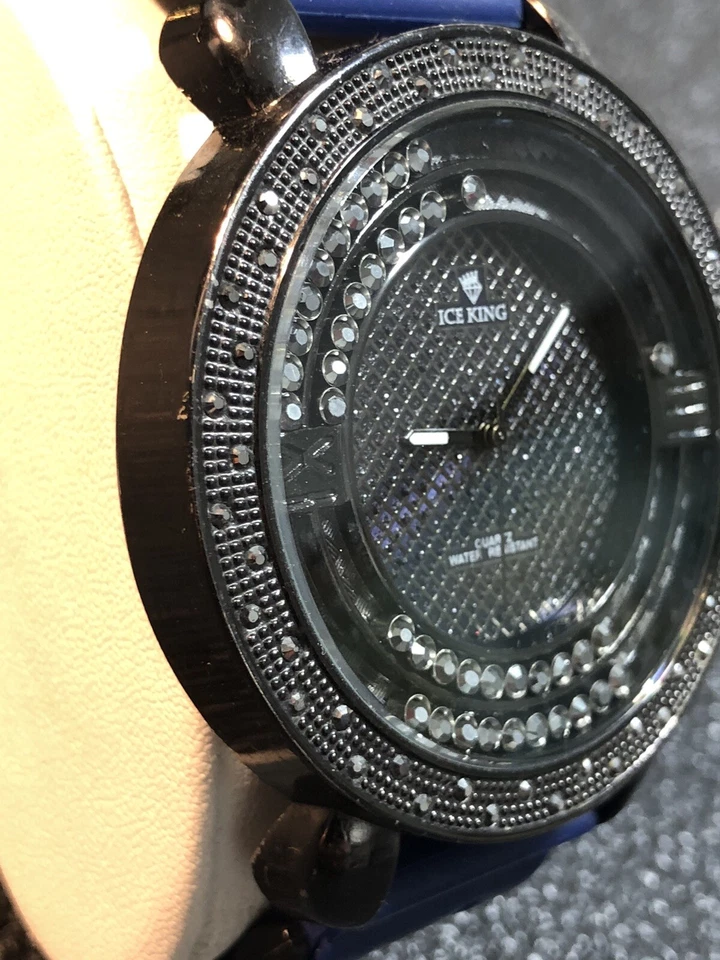 Reloj Pulsera Ice King 55mm Grande Bling Hombre Flotante Gemada Batería Nueva Foto 3 de 4