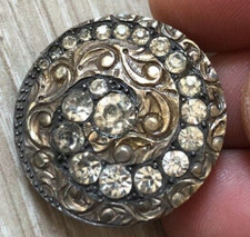 Ancien bouton collection rond argent massif pierre blanche XIXéme