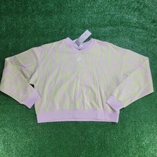 Adidas Women's Tiger Striped Sweatshirt Size Medium Yellow Pink 100 Cotton New