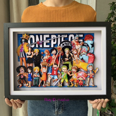 One Piece Straw Pirates Luffy Zoro Picture Frame 3D Paper Art