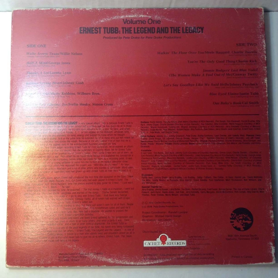 ERNEST TUBB-GATEFOLD LP-Legend & The Legacy 1979 FOLK COUNTRY DUETS VG++ IMPORT - Image 2 of 4
