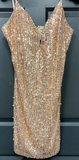 Fashion Nova Getting Lucky Sequin Mini Dress XL Rose Gold CD24532