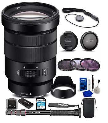 Sony E PZ 18-105mm f/4 G OSS Lens + Filter Kit + Monopod & Storage Media Bundle