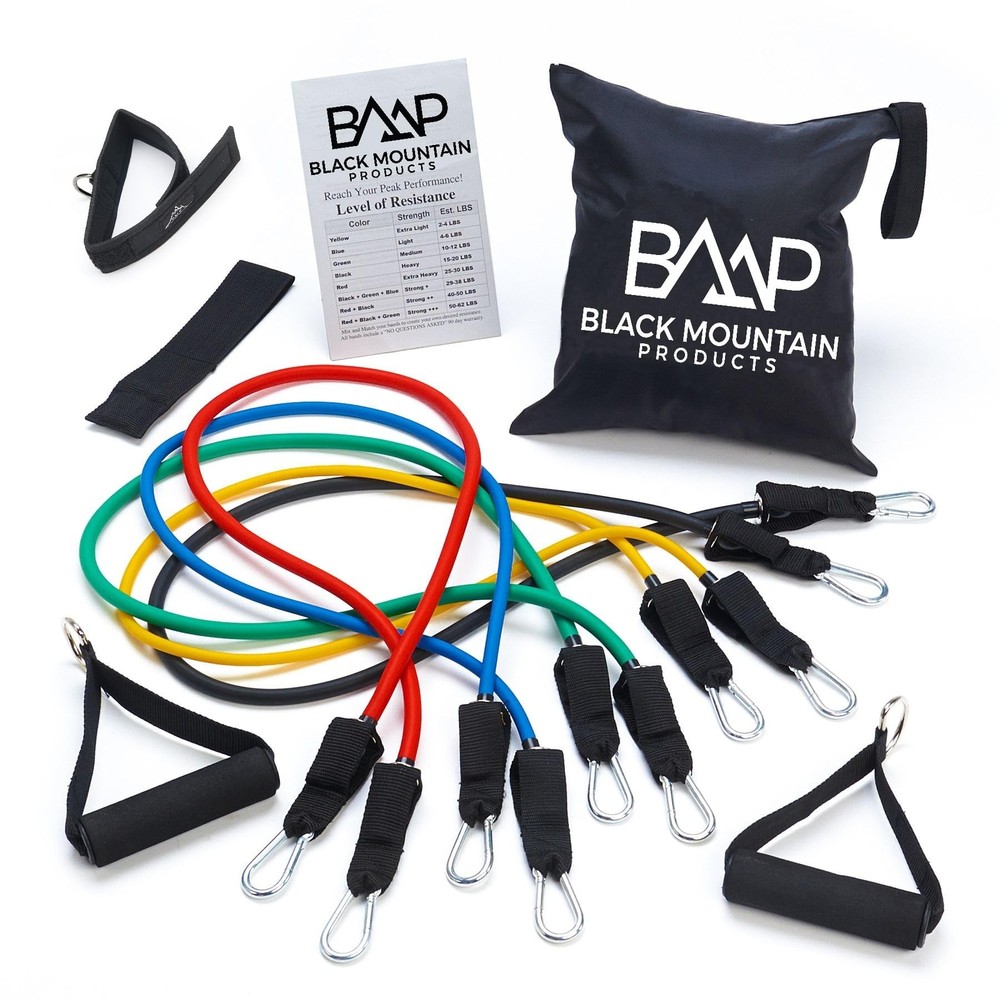 Resistance Band Set with Door Anchor, Ankle Strap, Exercise Chart, and Carryi... Resistance Band Set with Door Anchor, Ankle Strap, Exercise Chart, and Carryi...