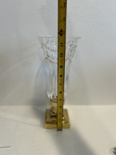 Waterford Crystal Pompeii Hurricane Pilar Candle Holder With Brass Base - Picture 9 of 14
