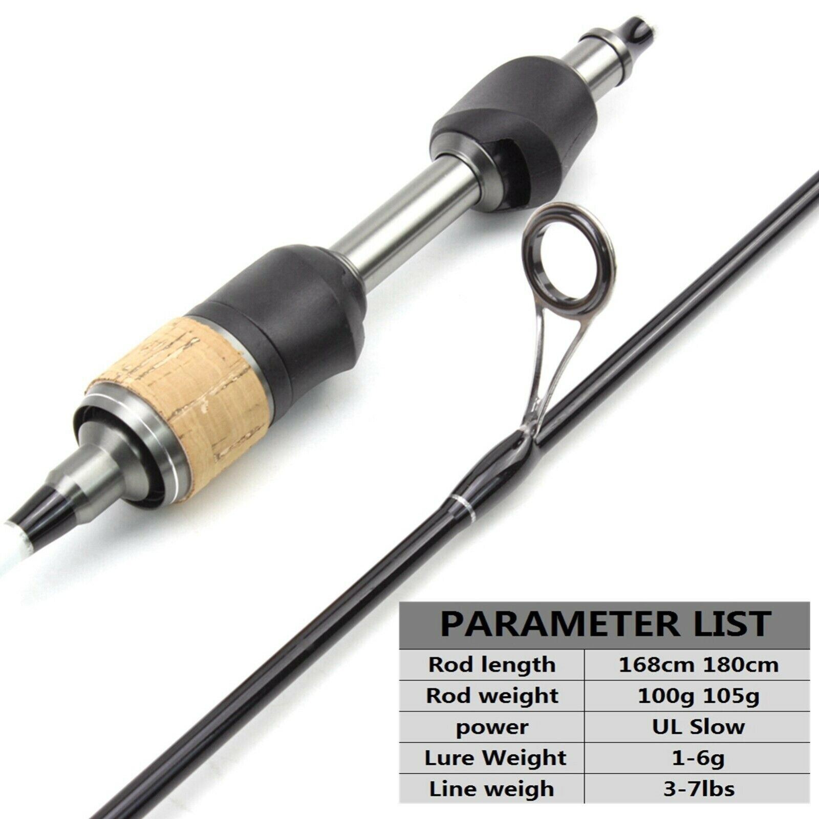 Ultralight Spinning Fishing Rod Carbon Fiber 2 Sections Solid Tips Cork  Handle S