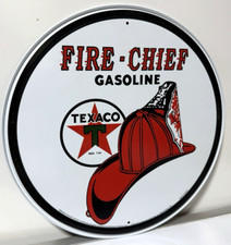 Texaco Fire Chief Gasoline Round Tin Sign wall decor 12 " inch Made in USA