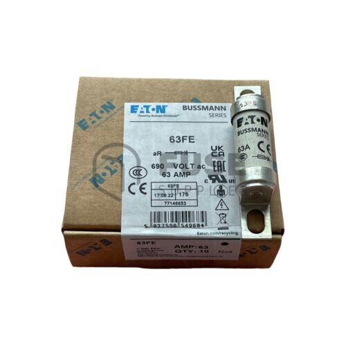 Lot De 10 Fusibles Eaton Bussmann 63A 63FE - Norme Britannique Haute Vitesse - Neuf