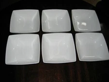 OVER AND BACK CHINA *MAISON* ALL WHITE SQUARE CEREAL BOWLS 6" Set of 6 MINT