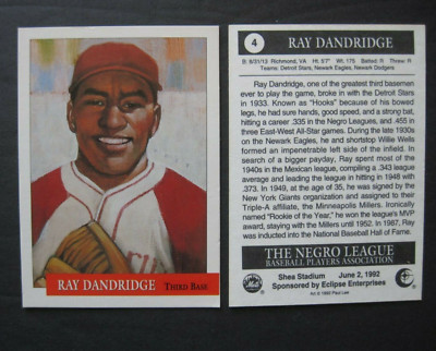 RAY DANDRIDGE CARD #4 Negro League 1992 Eclipse Tough to Find