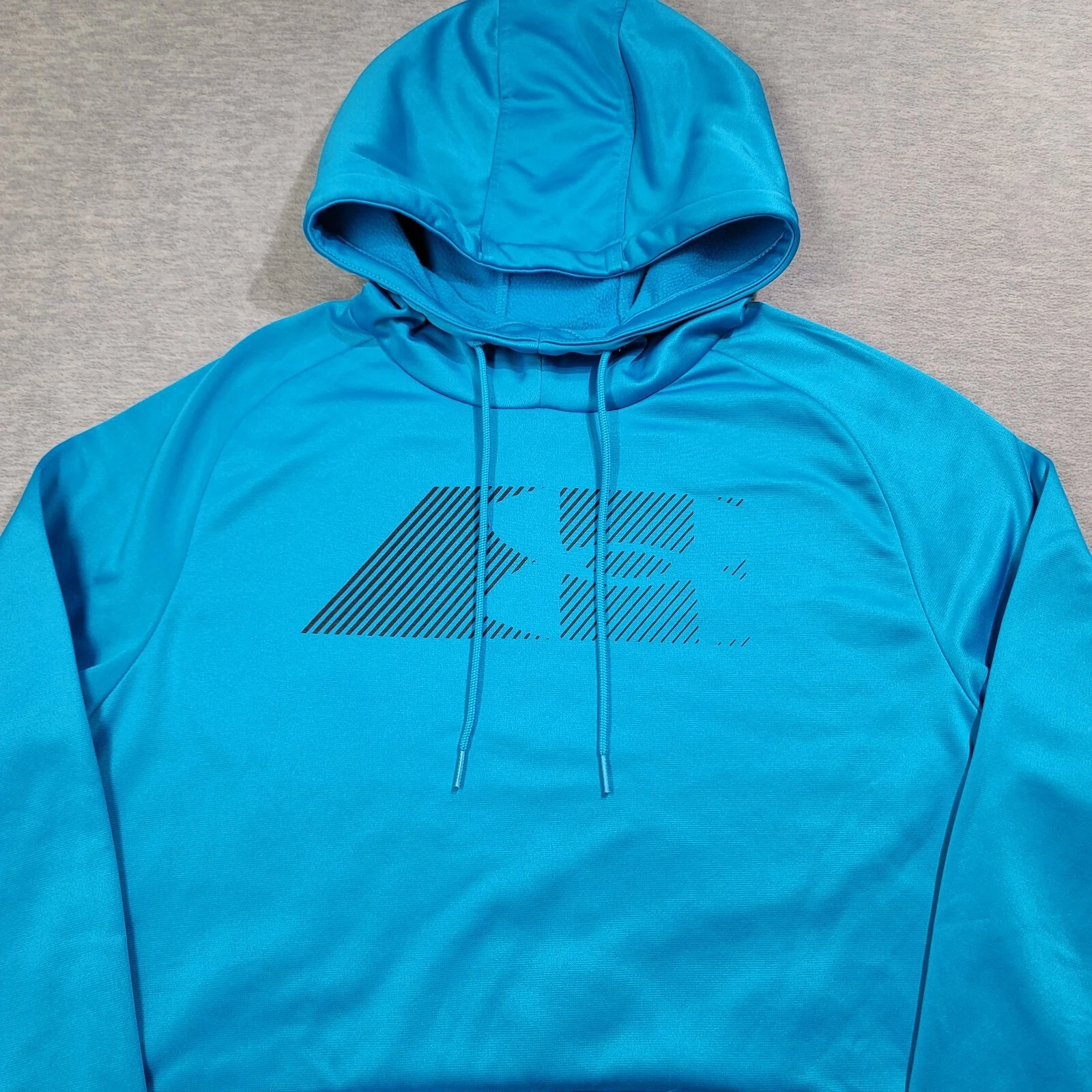 Under Armour Hoodie Mens Large Blue Drawstring Loose Graphic Logo Gym Casual