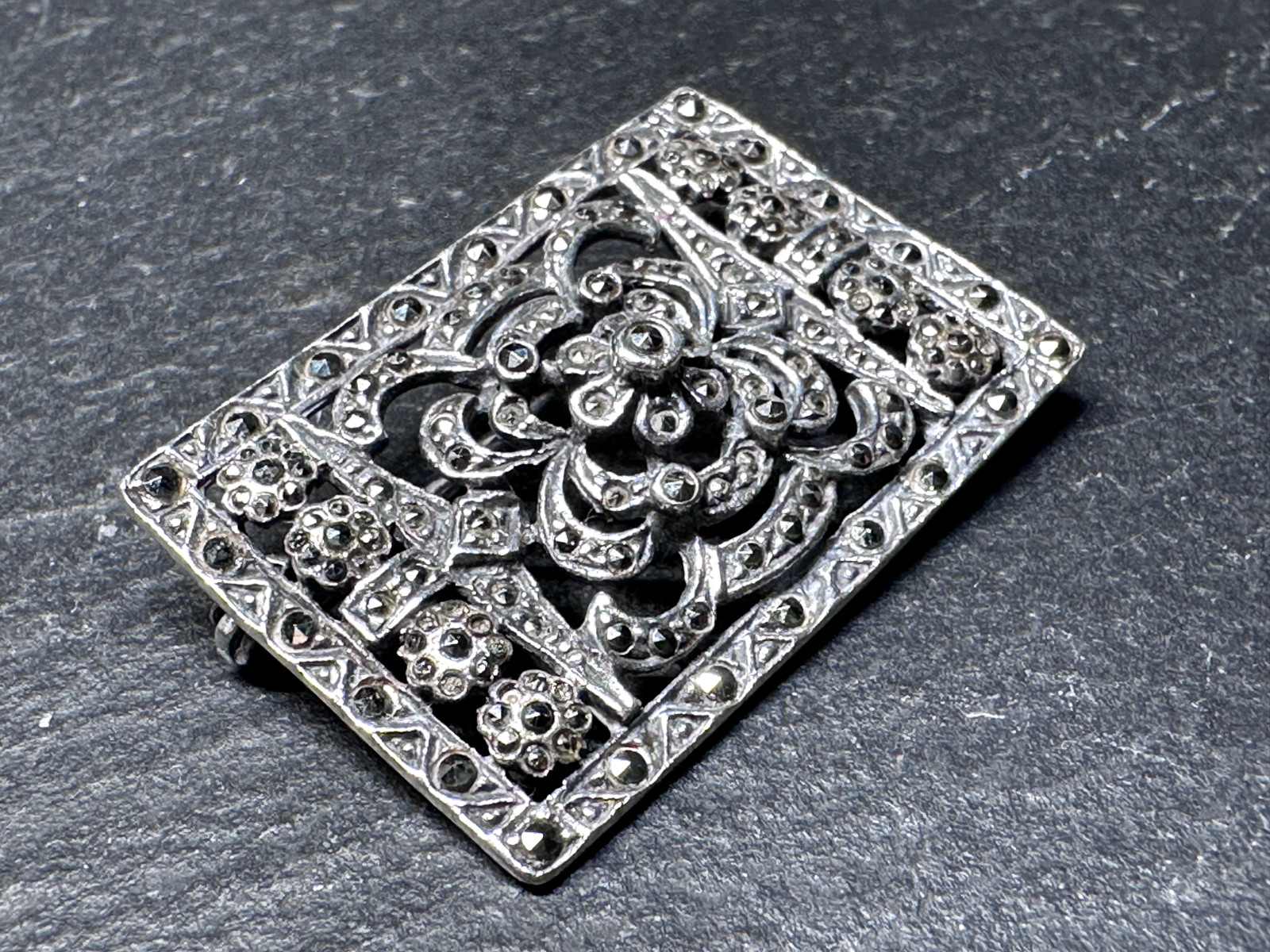 SPARKLING ANTIQUE RECTANGULAR STERLING & MARCASIT… - image 4