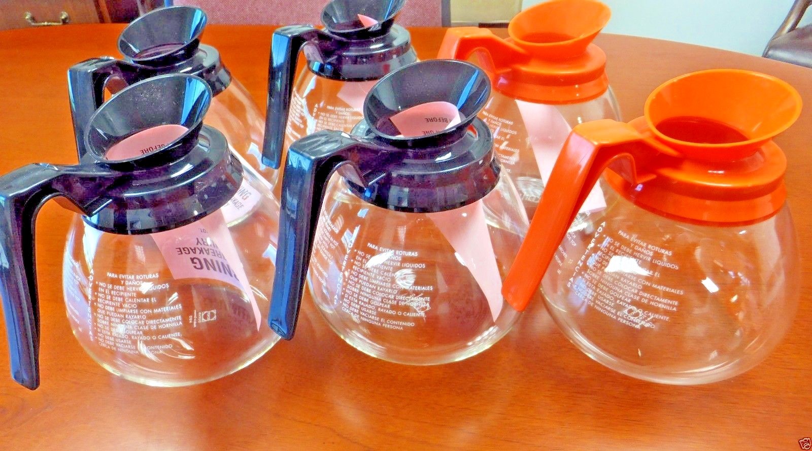 For BUNN~ Lot of 6 ~12 Cup Commercial Coffee Pots/Decanters - 4 Black & 2 Orange