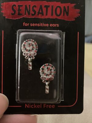 Box Kristall Süßigkeiten Lutscher rot grün Weihnachten Ohrstecker nickelfrei