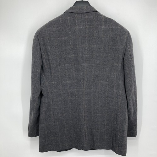 Armani Collezioni Blazer Men's 46R Wool Sport Coat Gray Window Check Jacket - Picture 13 of 13