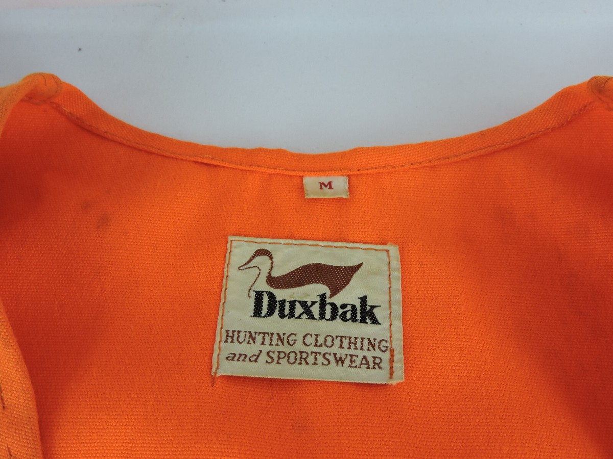 Vtg Duxbak Hunting Clothing Sportswear Vest Bib Style Orange
