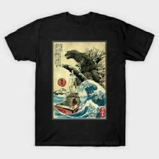 Great Wave Of Godzilla Japanese Monster Kaiju Movie Art T-Shirt Tee Gift
