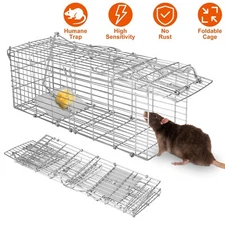 Rat Trap Cage Humane Live Rodent Trap Cage Foldable Mouse Control Bait Catch Box