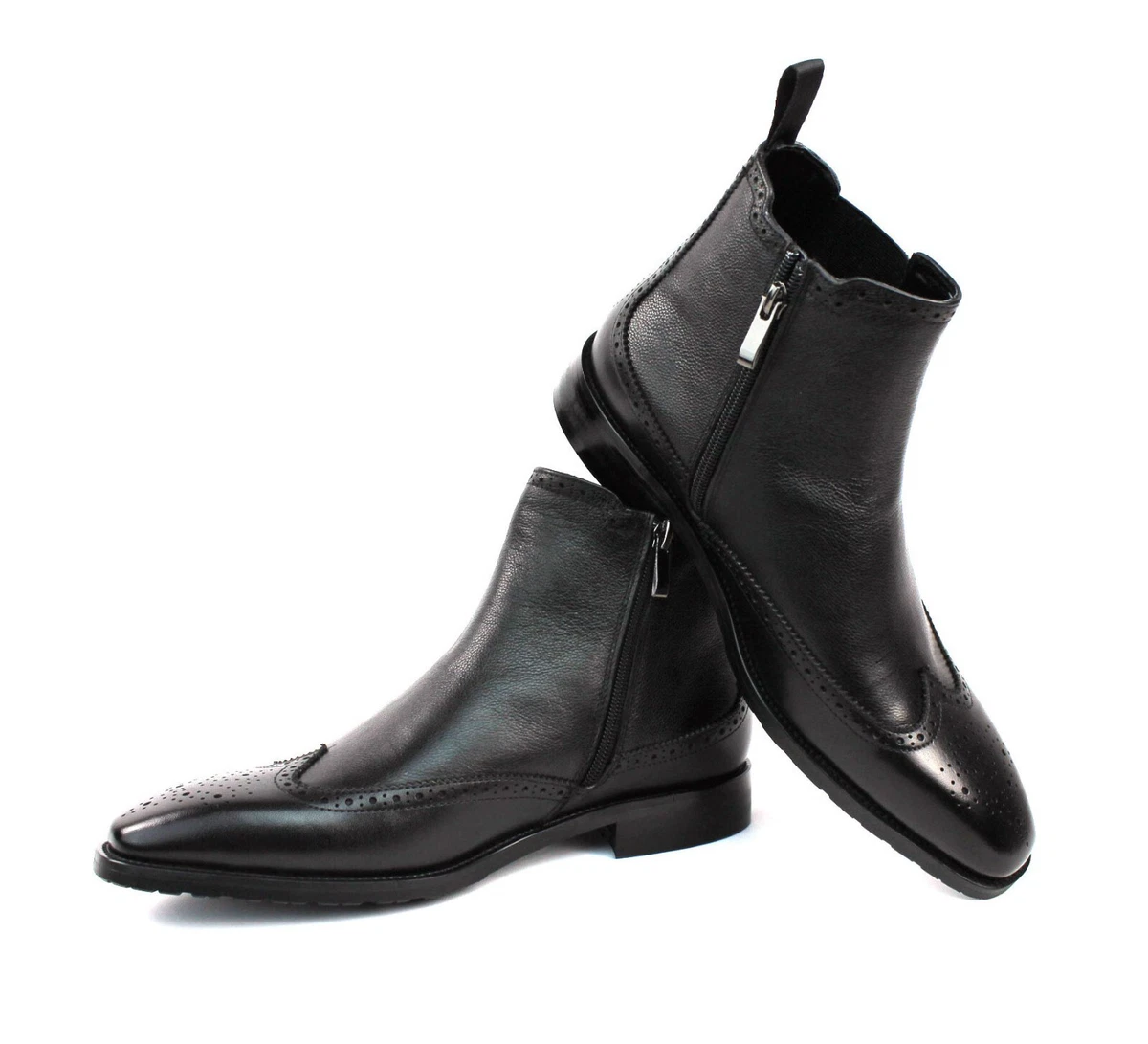NEW MENS HITCHCOCK BLACK LEATHER CHELSEA BOOTS SZ 7 E  Side Zip EUC Amazon.com | Men main image 3
