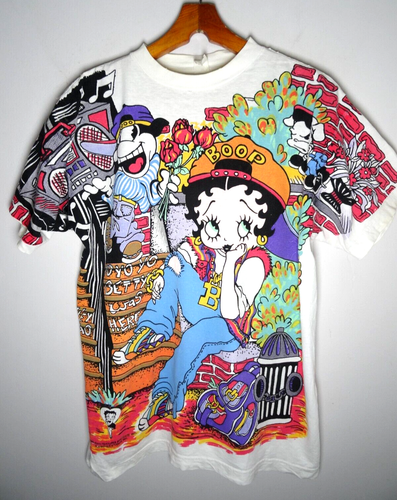 Vintage 90s Betty Boop All Over Print T Shirt Large Men 1993 AOP Hip Hop Rap Tee - 第 1/6 張圖片