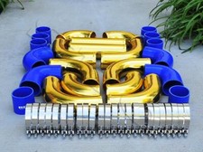 12 Pcs 3 Universal Gold Intercooler Piping Red Silicone Coupler Clamp Kit 12 Pcs 3 Universal Gold Intercooler Piping Red Silicone Coupler Clamp Kit