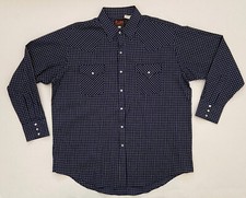 Plains Western Wear VTG Blue Plaid Checked Cowboy Rodeo Pearl Snap Shirt Mens XL