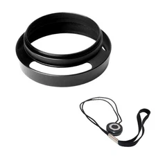 55mm Tilted Vented Metal Lens Hood Sun Shade+Lens Cap Holder f/ Canon Nikon Sony