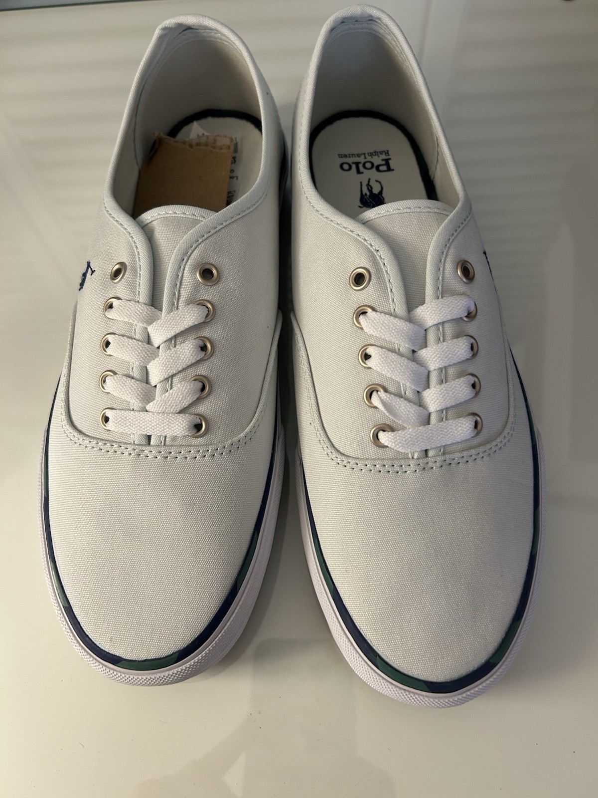 Polo Ralph Lauren Keaton Pony SK LTL LOW TOP UOMO TELA BIANCA TAGLIA 10D NUOVA CON SCATOLA