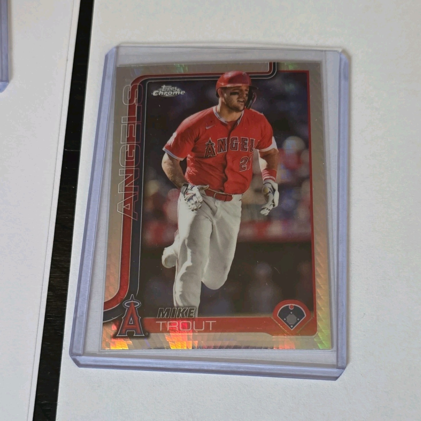 2025 Topps Chrome Mike Trout Los Angeles Angels Chrome Refractor Card #100