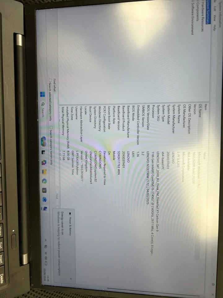Lenovo ThinkPad X1 Carbon G9 · i5-1145G7 · 8GB · 256GB, photo 3 of 3