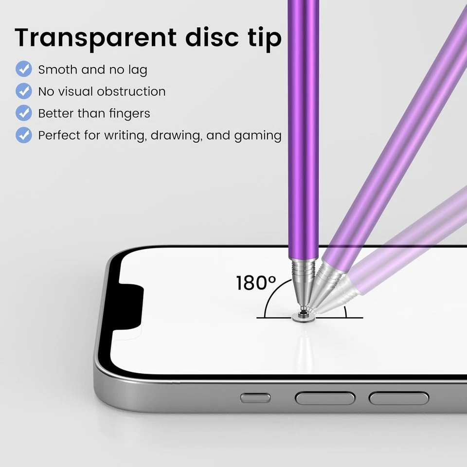 Paquete de 4 bolígrafos MEKO para pantallas táctiles, 2 en 1 alto negro/azul/púrpura/rojo Foto 3 de 4