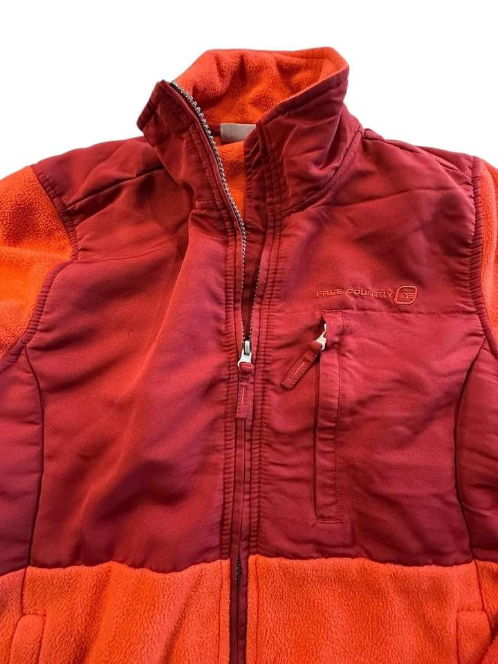 FREE COUNTRY Jacket Mens Burnt Orange Fleece Size Medium Full Zip Up High Neck - Image 2 of 4