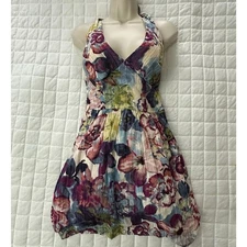 CHARLOTTE RUSSE Dress Womens Medium Colorful Babydoll Mini Halter Coquette Girl