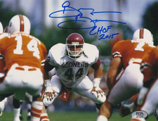 BRIAN BOSWORTH OKLAHOMA SOONERS CHOF 2015 PSA AUTHENTICATED ACTION SIGNED 8x10