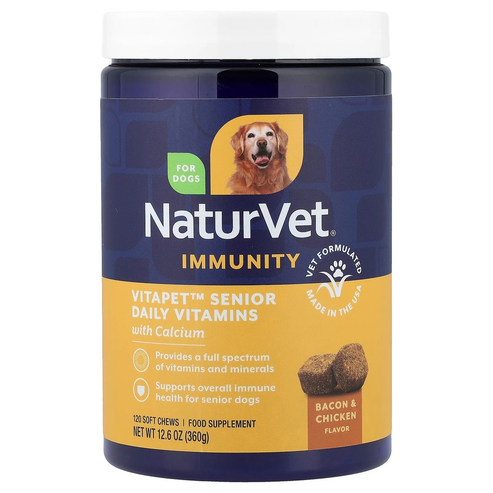 Immunity, VitaPet™ Senior Daily Vitamins with Calcium, For Dogs, Bacon &