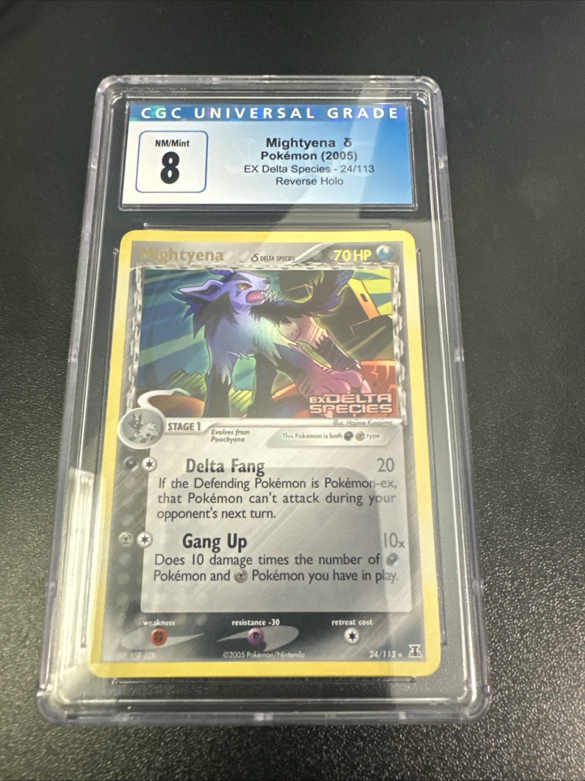 2005 Pokemon EX Delta Species #24 Mightyena Reverse Holo CGC 8 NM/Mint