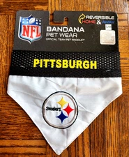 Pets First Dog Scarf, Pittsburg Steelers Reversable Home/Away Bandana, NEW