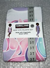 Kirkland Signature Kids' 4-pieces Cotton PJ Set Unicorn Organic Cotton, Size 3T.