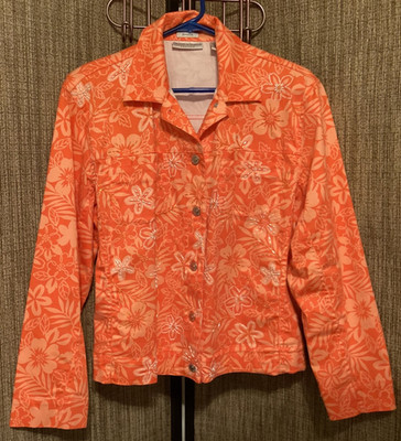 Draper's & Damon's Petites Orange Floral Beaded & Embroidered Jacket Size PM
