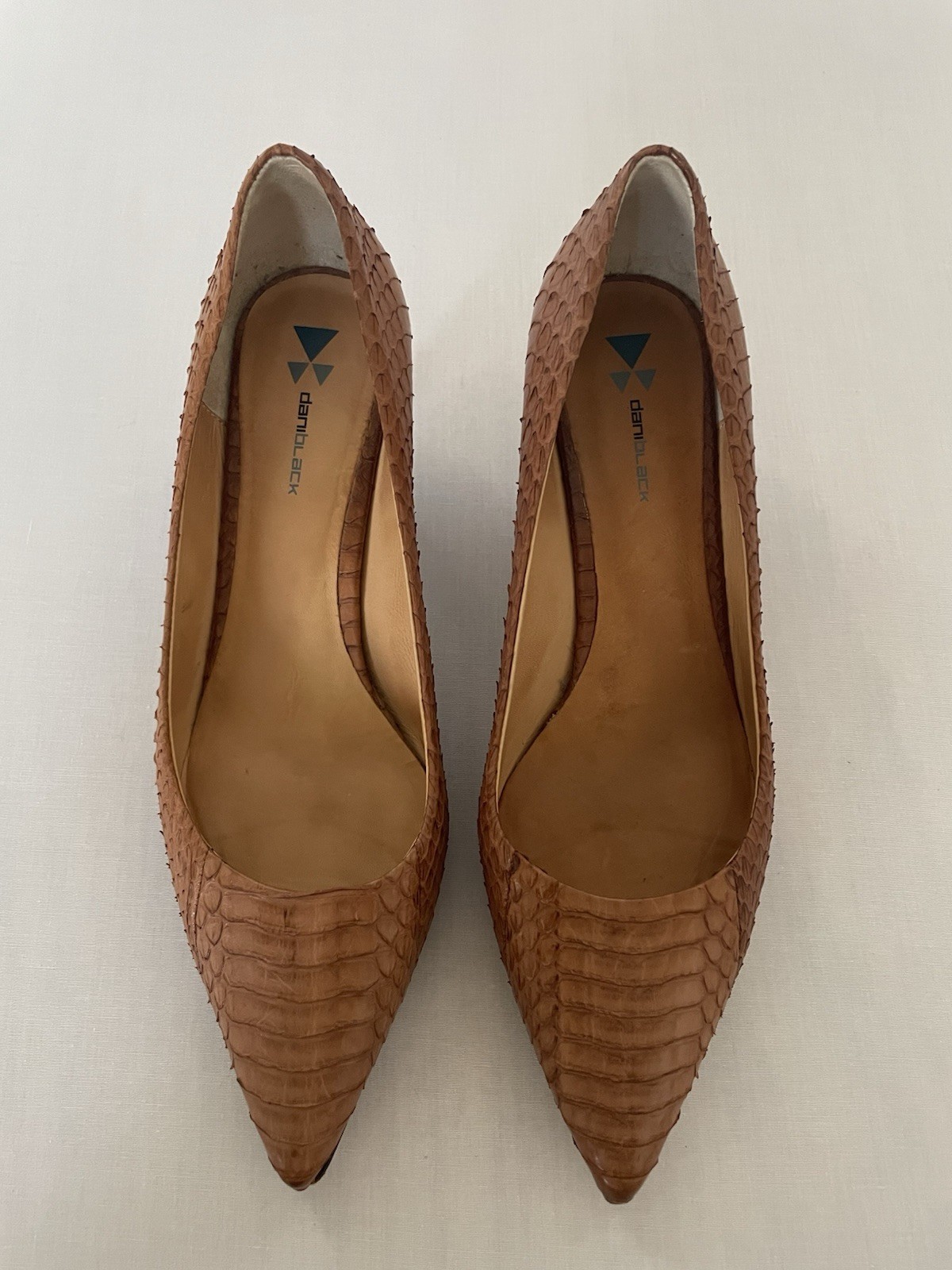 Dani Black Python Snakeskin Pumps Heels Caramel B… - image 2