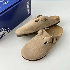 Birkenstock Boston Unisex Clog Taupe Suede Leather Shoes Narrow/Wide 37-45