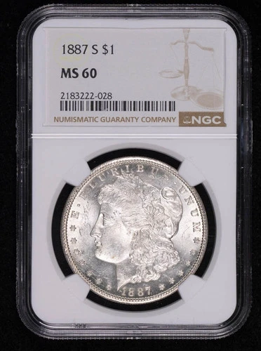 1887 S Morgan Silver Dollar NGC MS-60