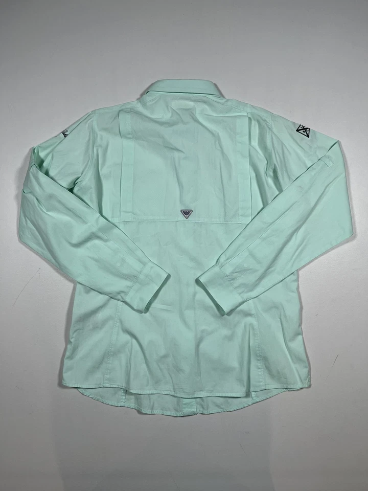 Camisa Columbia PFG Feminina Média Verde Perfeita Manga Longa Pesca Ilha do Mar - Imagem 2 de 4