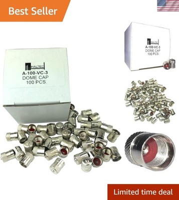 Pack of 100 Metal Dome Type Valve Caps with Inner Seals for Added Safety. A-1...